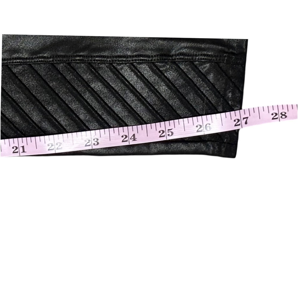 Spanx - Black Faux Leather Moto‎ Leggings Pants Textured Paneled High Rise - B2 - Picture 4 of 5